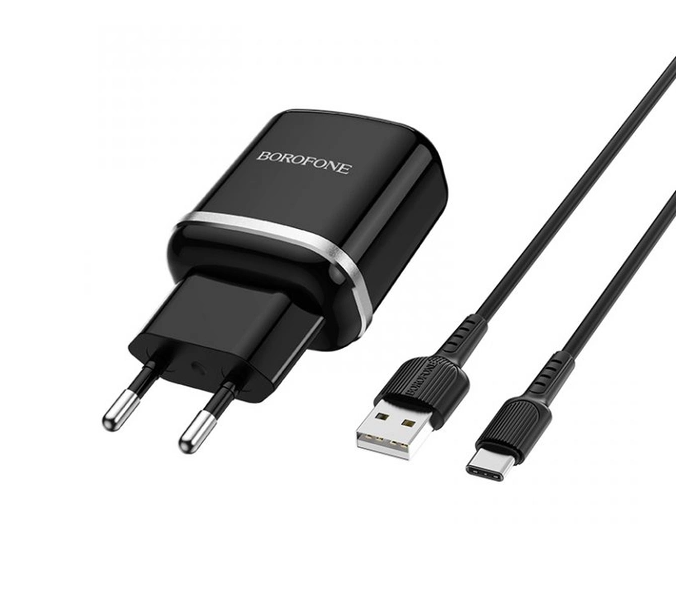 Мережевий зарядний пристрій Borofone BA36A QC3.0/18W/3A Type-C Black Мережевий зарядний пристрій Borofone BA36A QC3.0/18W/3A Type-C Black