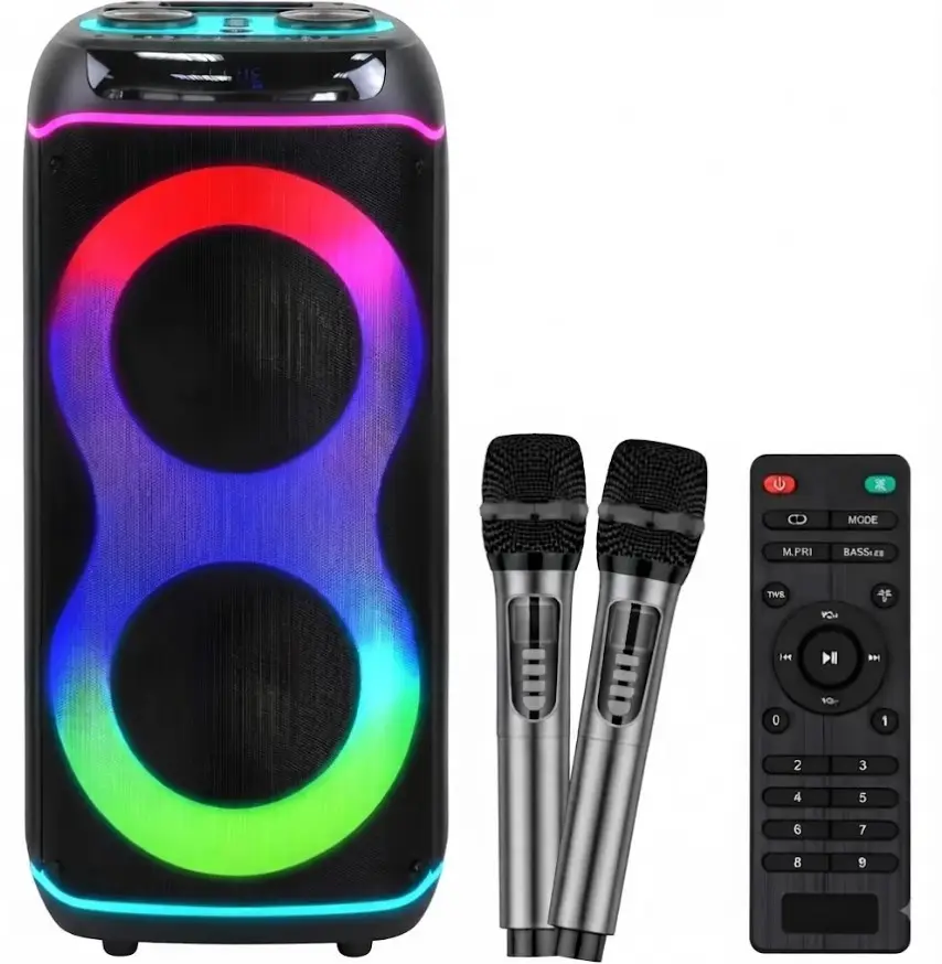 Портативная колонка музыкальная ZXX-8085 80 Вт 2 динамика 8" Bluetooth 2 беспроводных микрофона (2104619590)