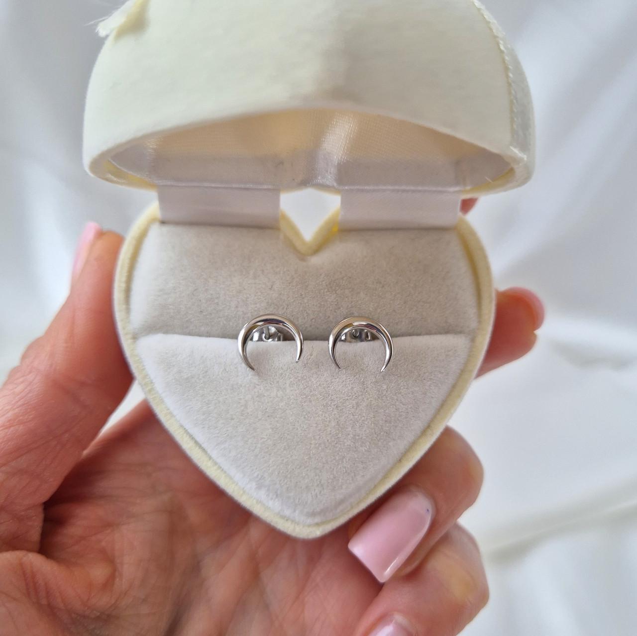 Сережки гвоздики на фіксаторах Лунниця срібло 925 проби родоване 0,87 г (вс167р) - фото 6 Сережки гвоздики на фіксаторах Лунниця срібло 925 проби родоване 0,87 г (вс167р) - фото 6