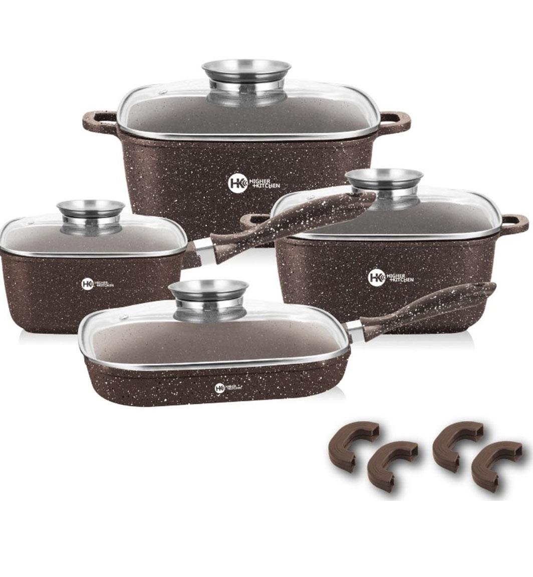 Набір посуду з гранітним покриттям Higher Kitchen НК-311 12 пр. Коричневий (НК-31103) - фото 1 Набір посуду з гранітним покриттям Higher Kitchen НК-311 12 пр. Коричневий (НК-31103) - фото 1