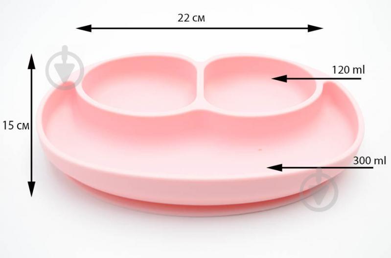 Набор силиконовый половник  21 х 6.5 см Желтый и Силиконовая тарелка коврик 22 х 15 см Розовый (vol-987) - фото 3