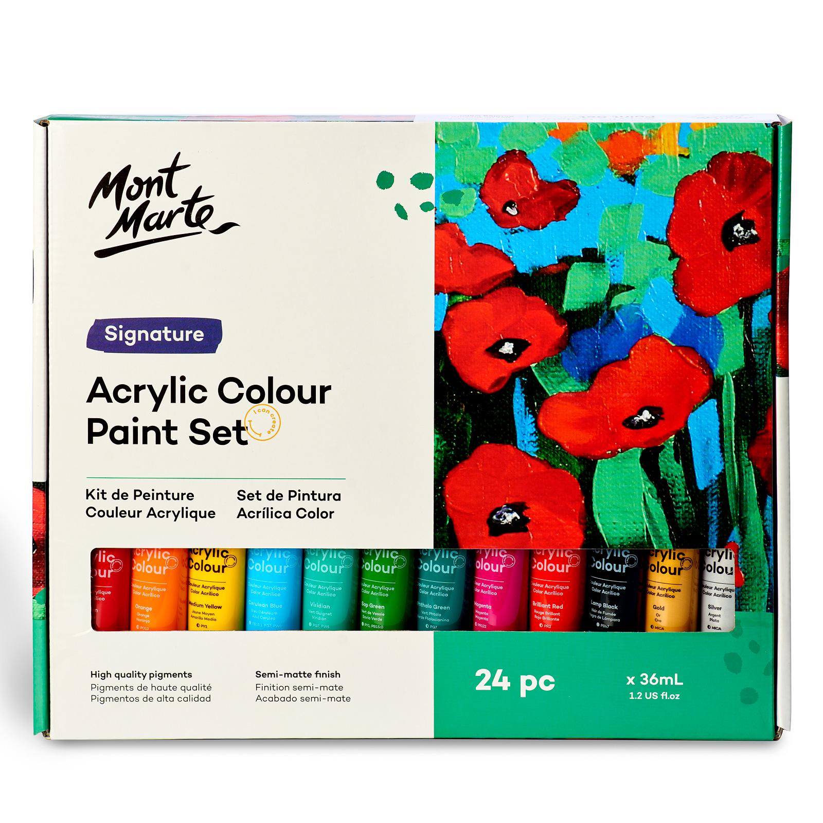 Фарби акрилові для малювання Mont Marte Acrylic Color Paint Set Signature 24pc 36 мл Різнокольоровий