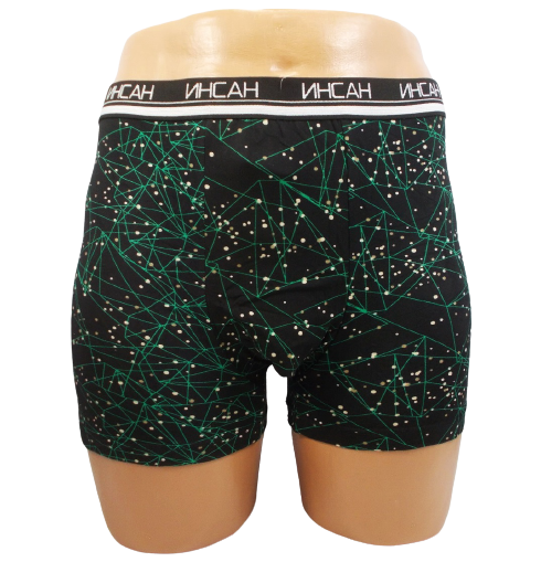 Трусы мужские боксеры Инсан 18481 4XL Черный/Зеленый
