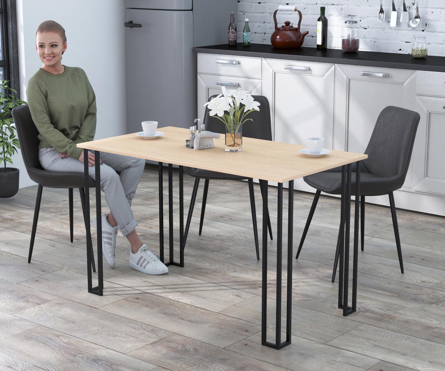 Обеденный стол Loft Design Сквер 120x65 см с прямыми углами Дуб Борас (12517647)