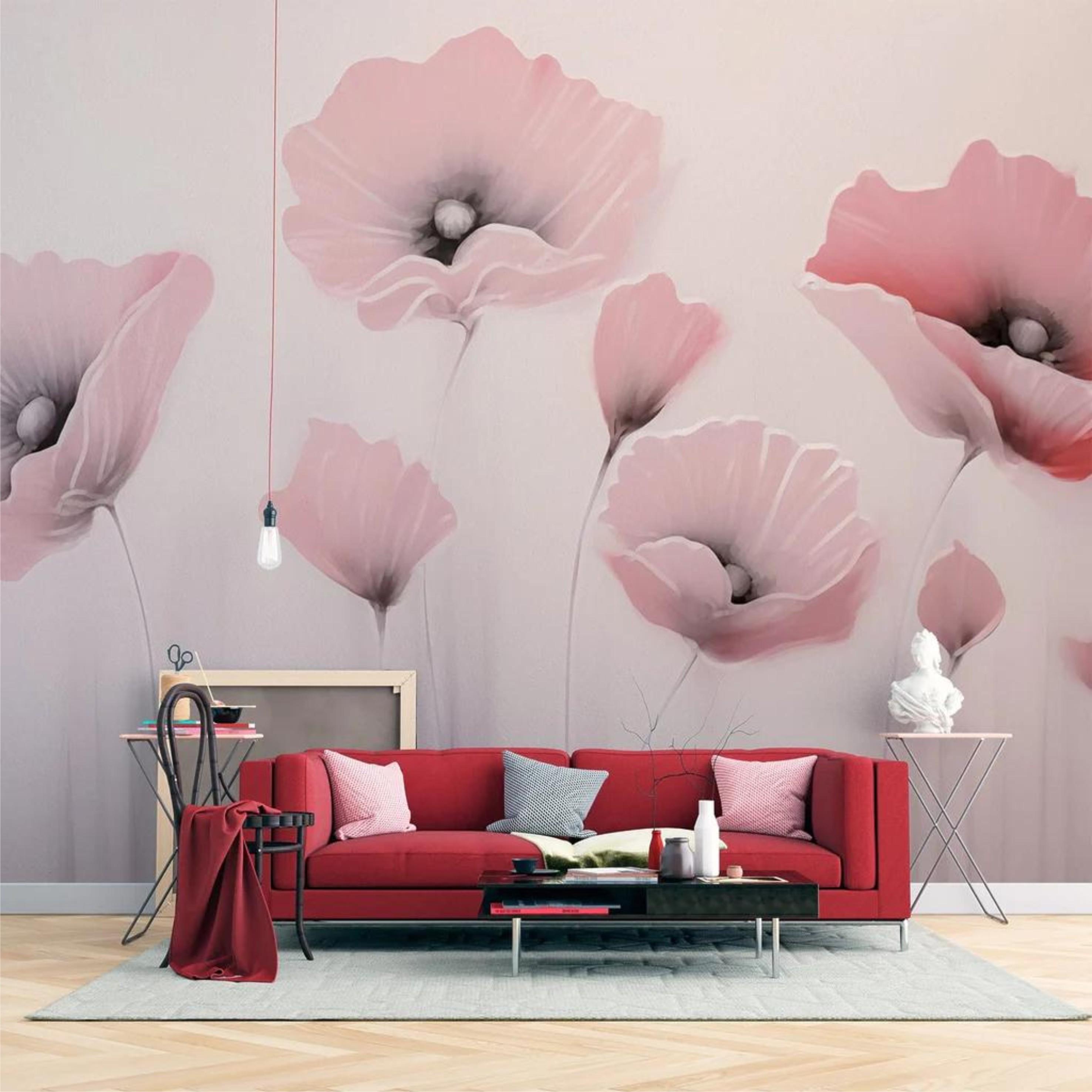 Фотообои Маки Розовый (000223)