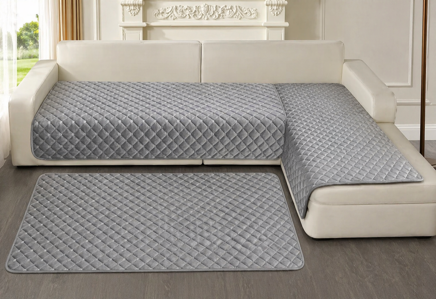 Набор покрывал на диван Шанель котоновый 3 шт. 90х160/90х210 см Серый (2904583479)