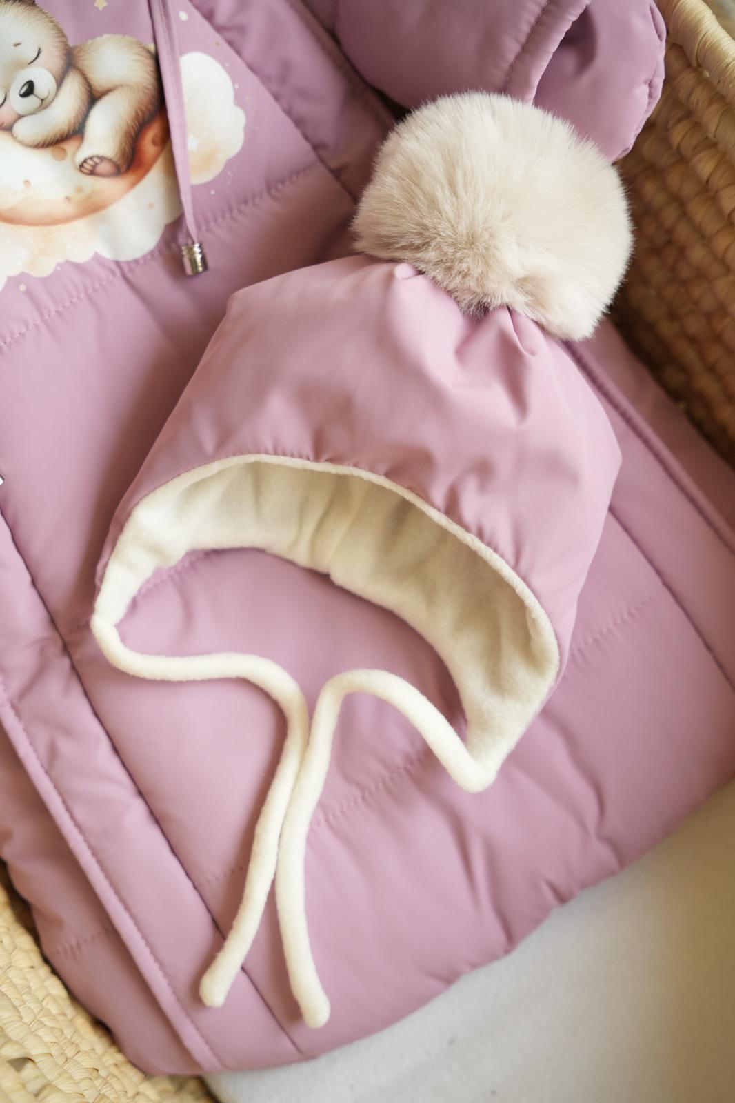 Комбінезон-мішечок з шапочкою на виписку зимовий 0-6 міс. Пудровий (9057) - фото 3 Комбінезон-мішечок з шапочкою на виписку зимовий 0-6 міс. Пудровий (9057) - фото 3