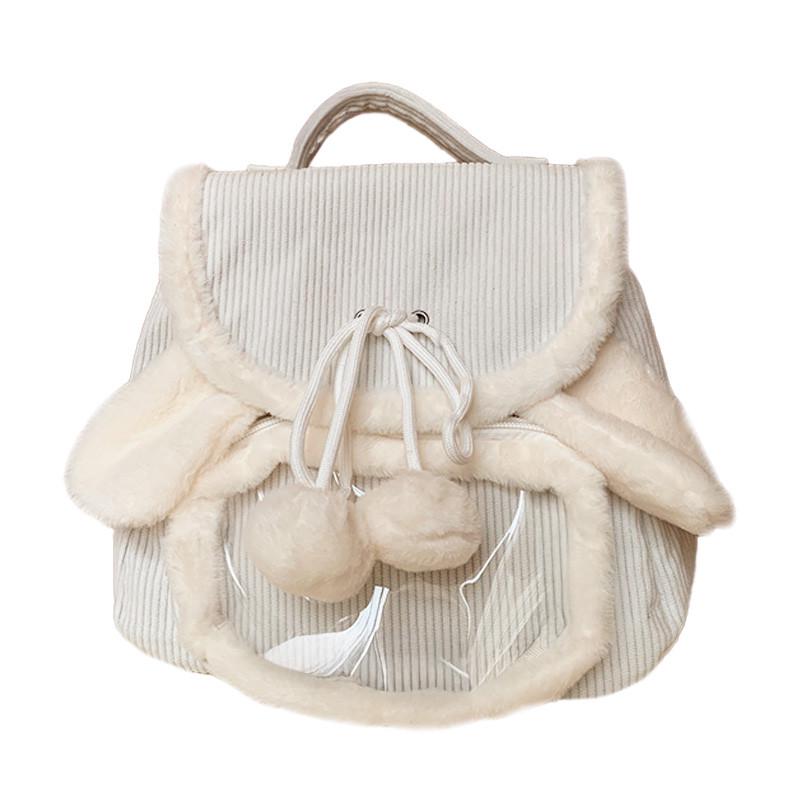 Дошкольный рюкзак-сумка Lesko 36262 плюшевый с ушками White (32927080)