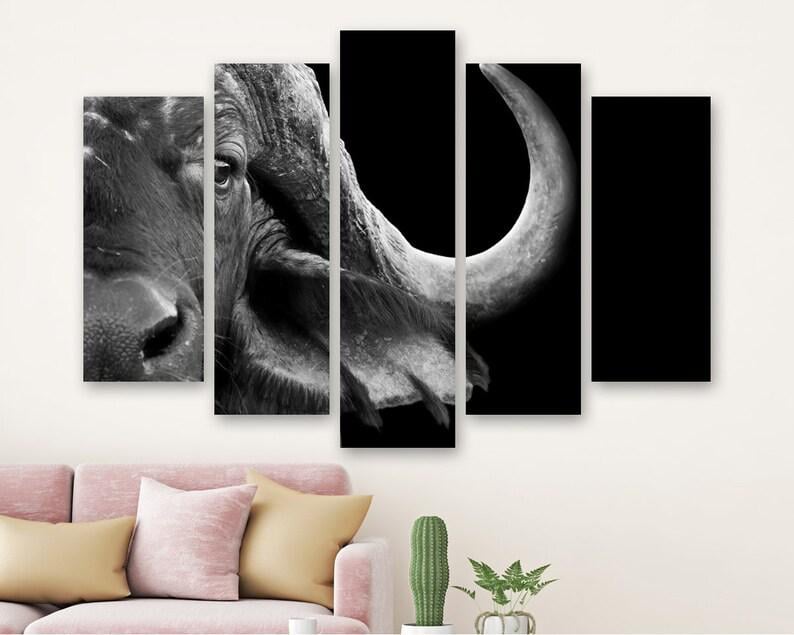 Модульная картина на холсте KIL Art Голова буйвола из пяти частей 112x68 см (M51_M_57)