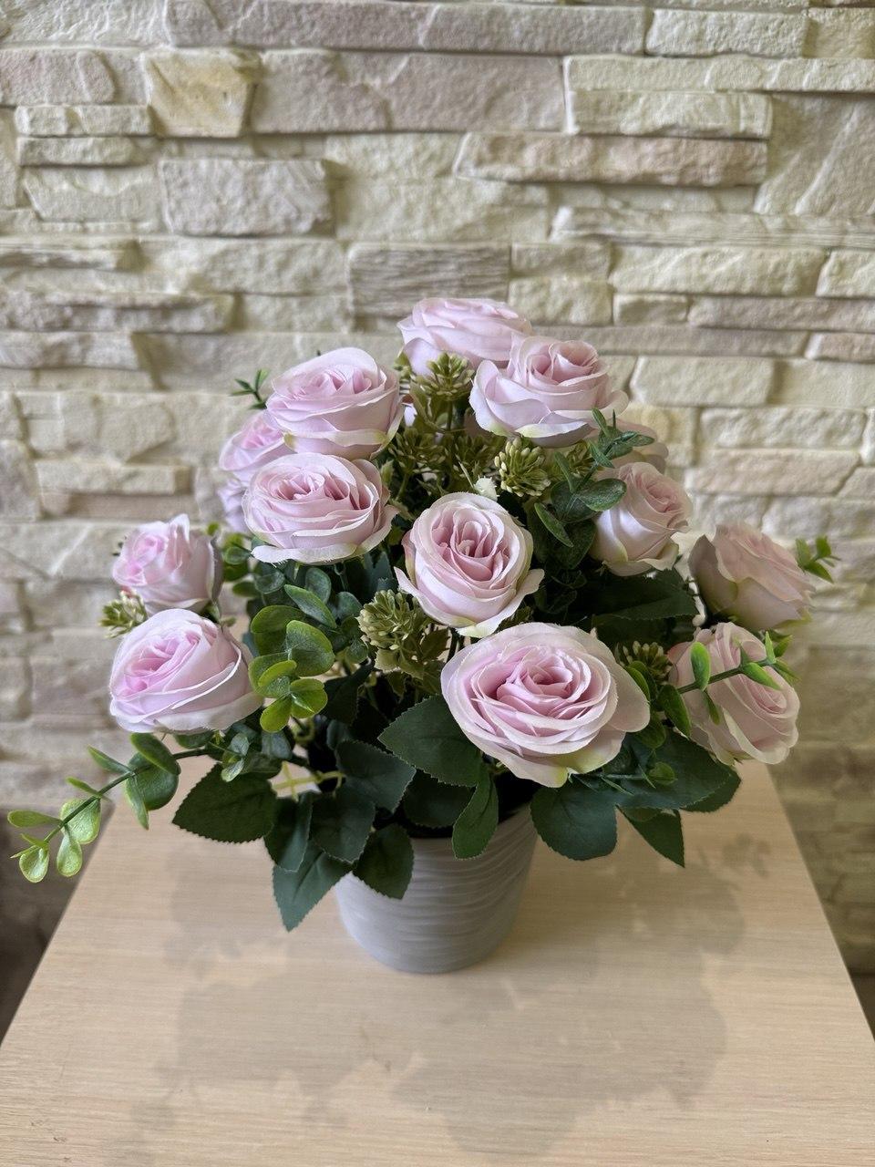 Букет троянди в кашпо ПЛАСТМАКС Бузковий (R0204) - фото 2