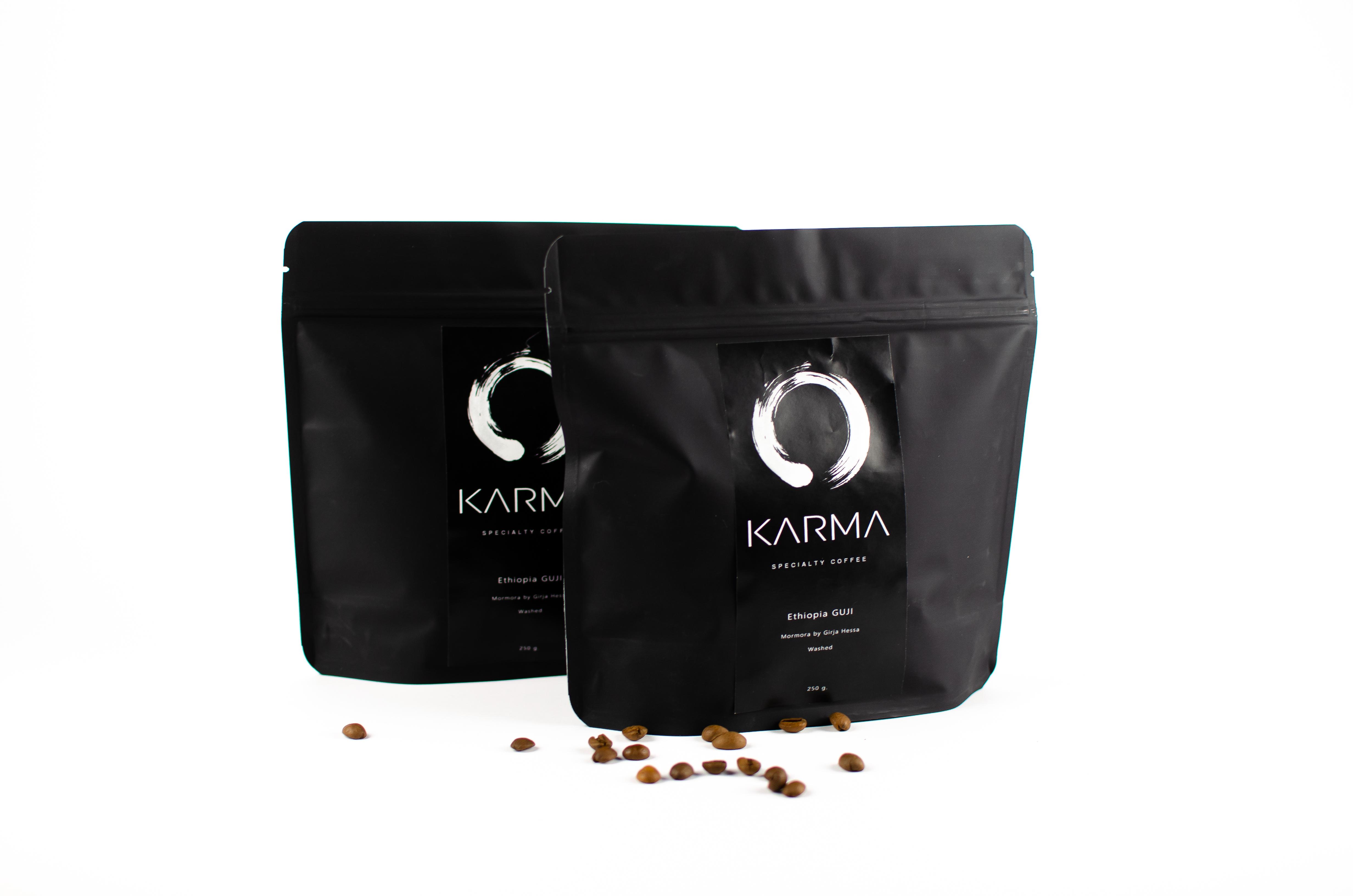 Кофе в зернах натуральный Karma Specialty Ethiopia Guji Arabica 100% моносорт среднего обжаривания 2 пачки 500 г (KK-3)