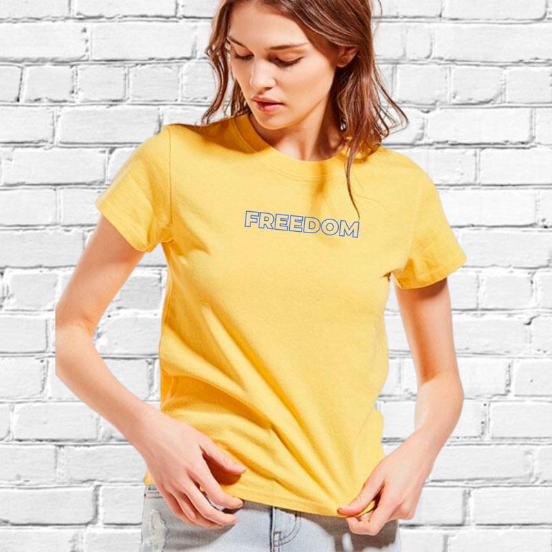 Футболка жіноча з вишивкою Freedom XL Жовтий (957170-17-6)