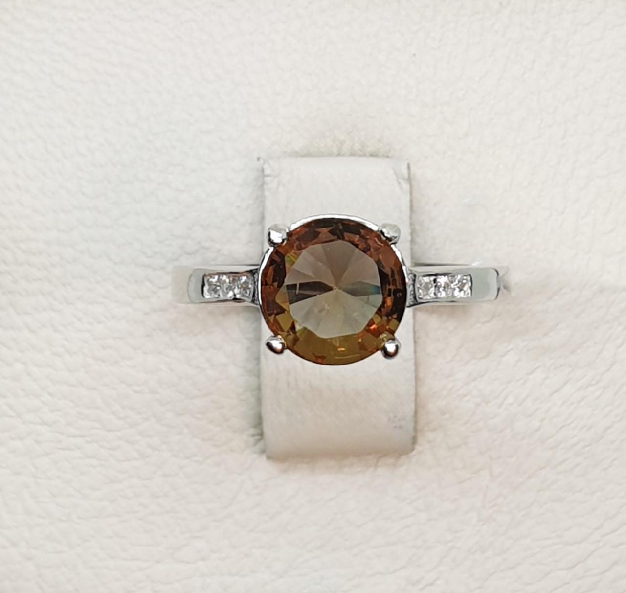 Кольцо серебряное с султанитом и кубическим цирконием р. 18 2,71 г (1491715529)