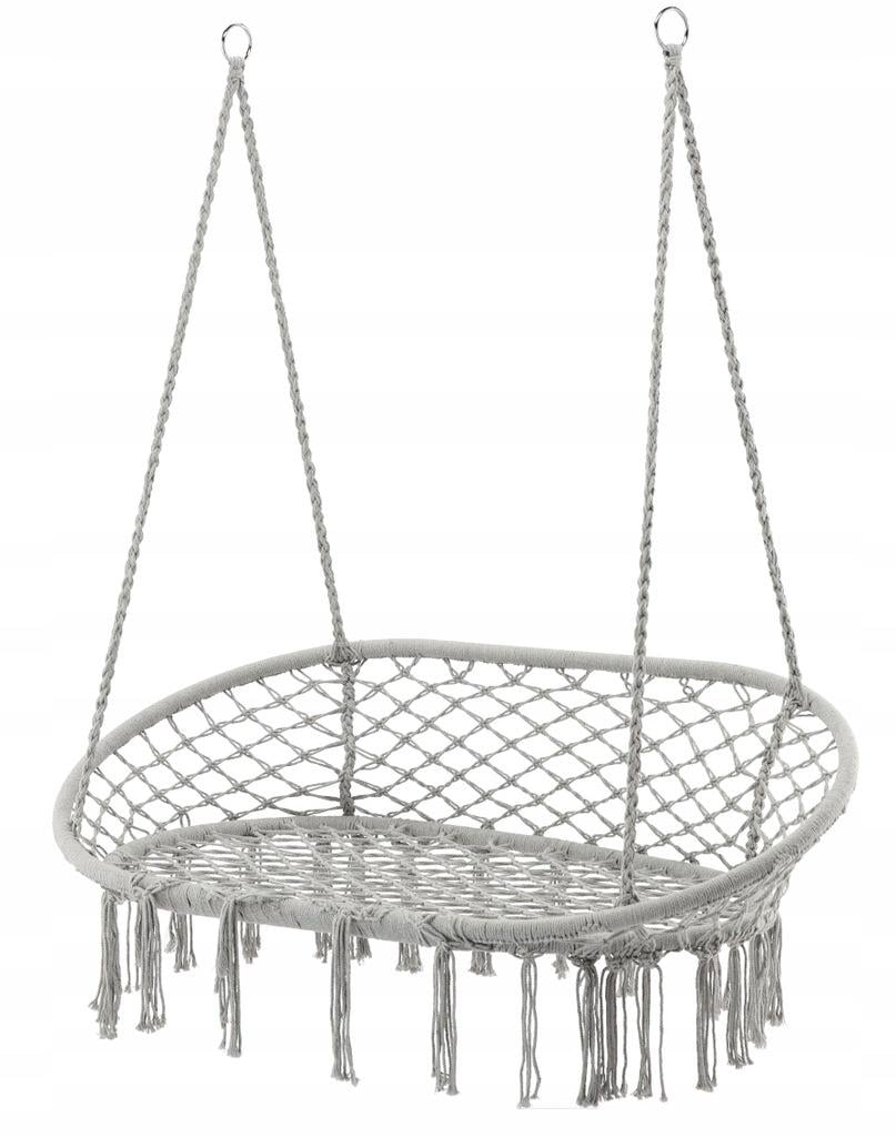 Садовая качель-кресло подвесная плетеная Garden Line STORK'S NEST BOHO для 2 человек Серый (25807674)