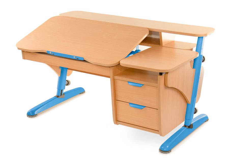 Парта детская Pondi Эргономик с тумбой Бук/Синий