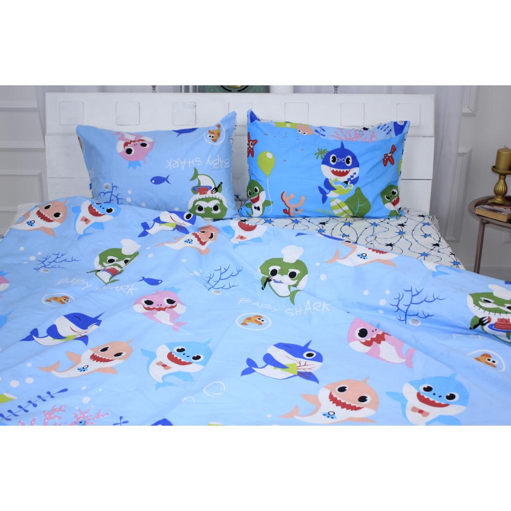Комплект постельного белья MirSon Ranforce Elite 17-0521 Sharks Бязь полуторный Blue (2200004699387)