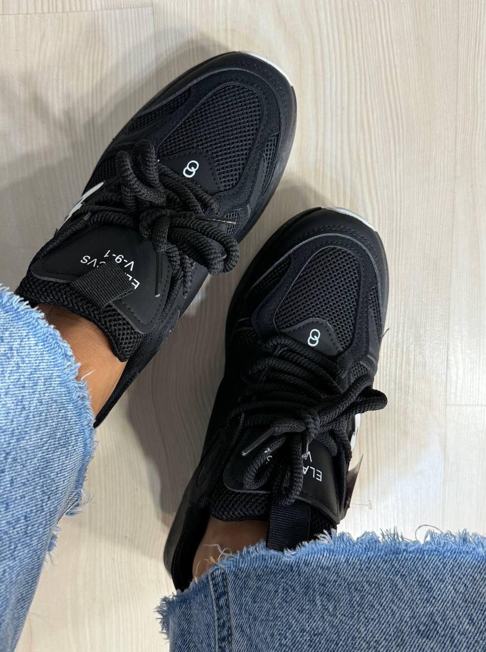 Кросівки жіночі Violeta 136-33 комбіновані на високій підошві р. 36 Чорний (5052) - фото 6