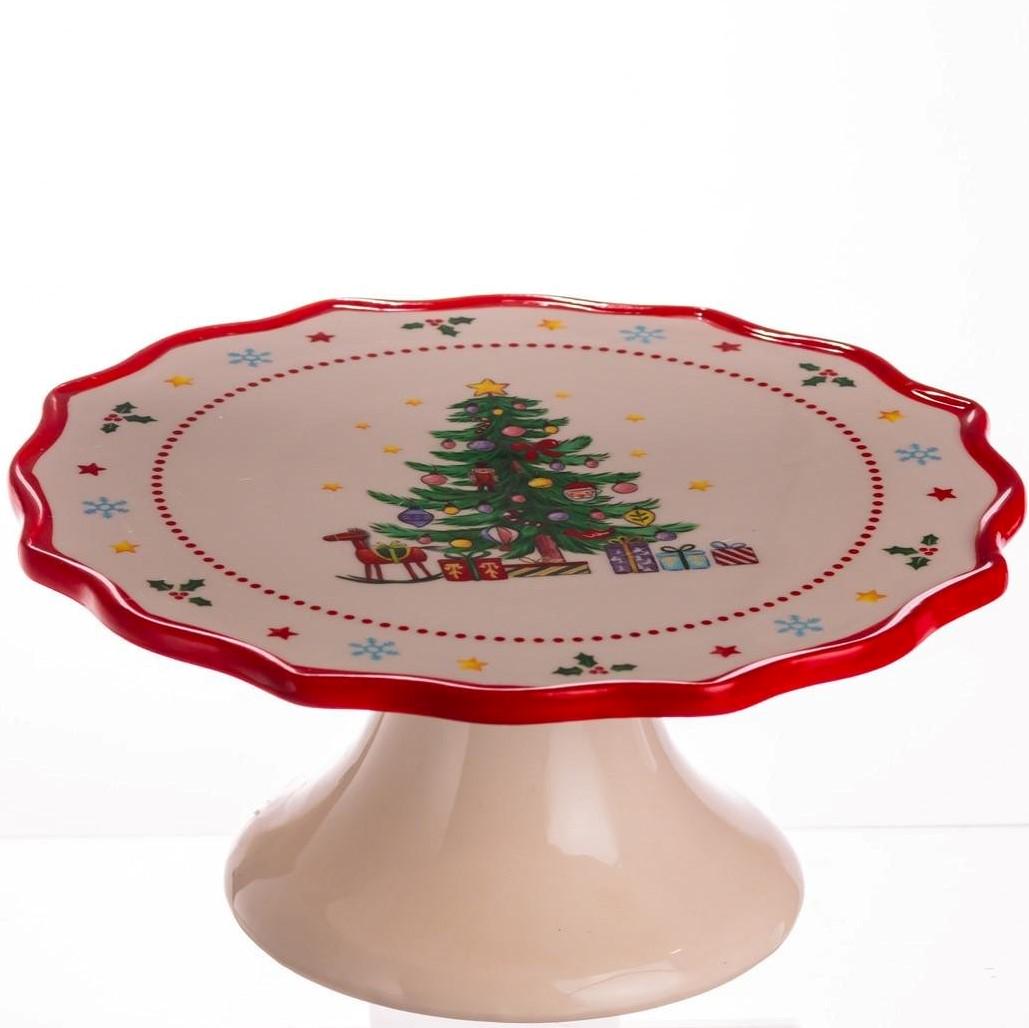 Тортовниця порцелянова New Year на ніжці Ø21 см (CR-1-6)