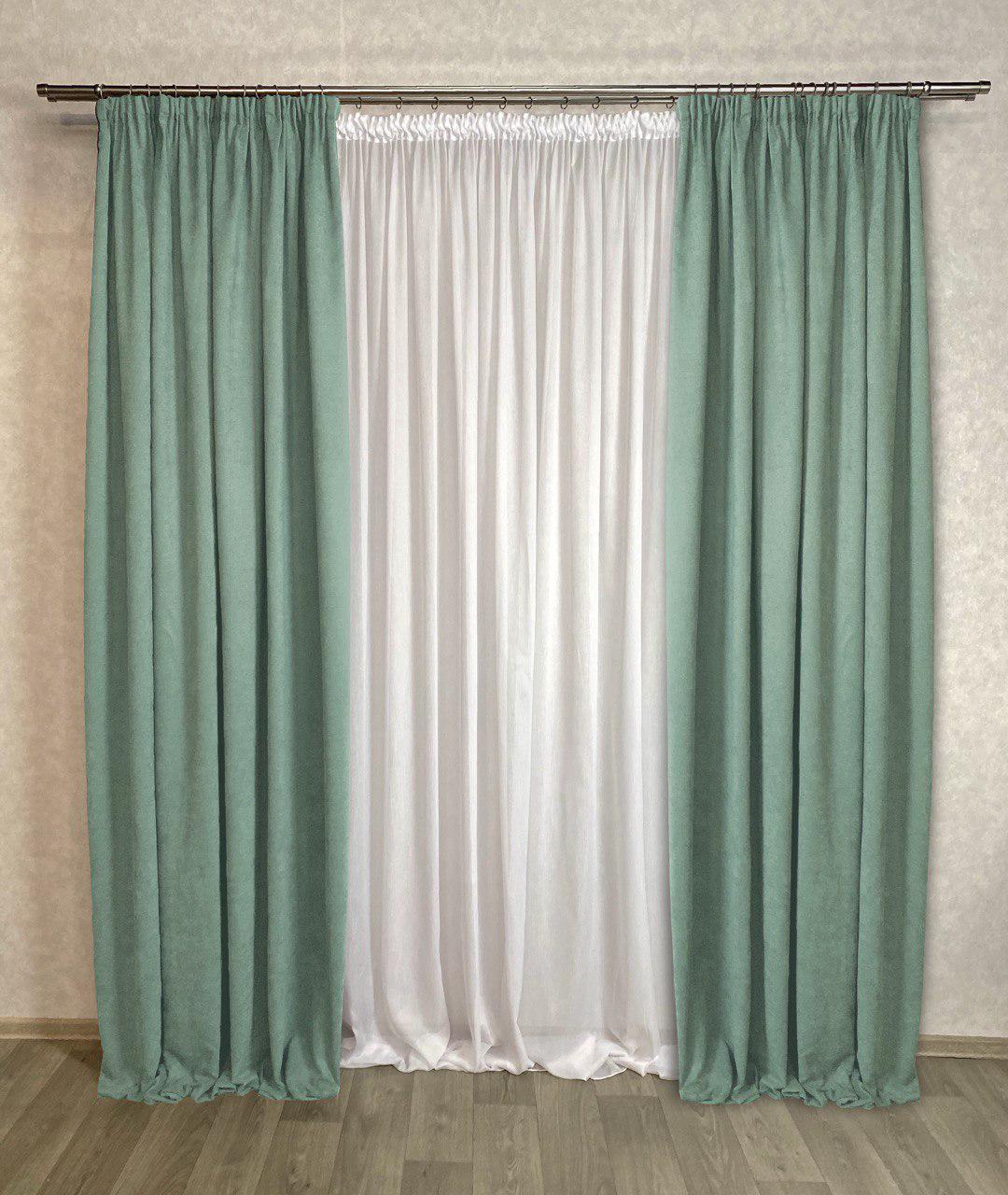 Комплект штор Diamond микровелюр 150х280 см 2 шт. Мятный - фото 1 Комплект штор Diamond микровелюр 150х280 см 2 шт. Мятный - фото 1