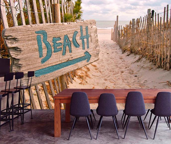 Фотообои флизелиновые для спальни/зала/кухни моющиеся Табличка Beach