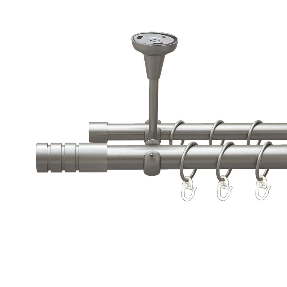 Карниз Orvit Модуло металевий дворядний відкритий до стелі гладка труба кільце металеве 25/19 мм 200 см Сатин (00-00026122)