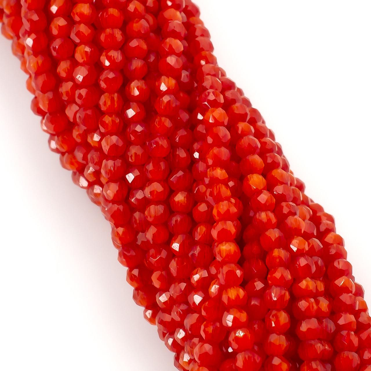 Бусины из шпинели с эффектом кошачьего глаза на нитке 37 см круглая огранка 2 мм 200 шт. Красный (БШ0802к07)