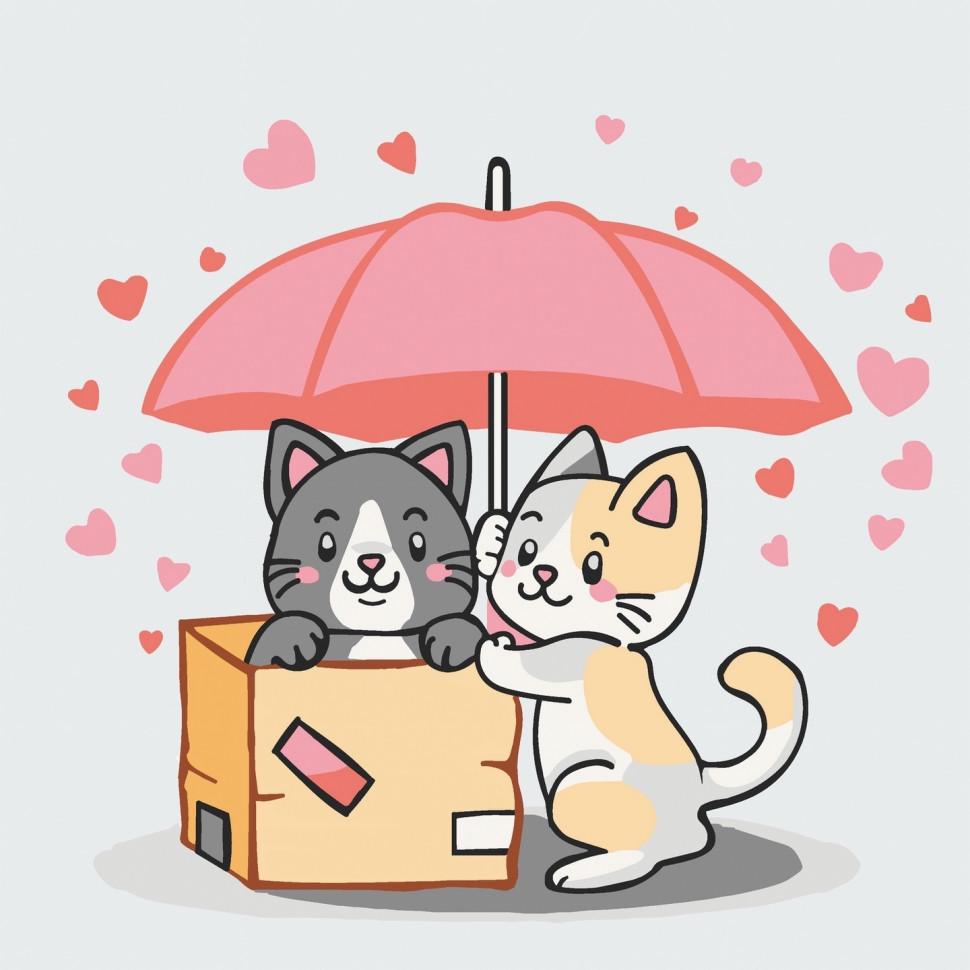 Картина за номерами Bambi 15565-AC Котики в коробці 30x30 см (RLT26311)