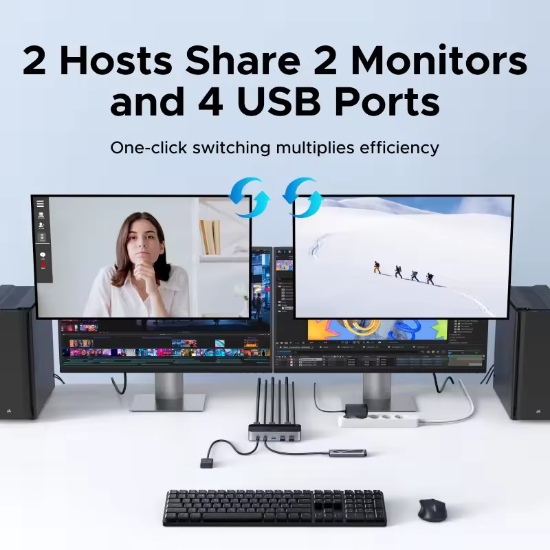 Коммутатор UGREEN HDMI-HDMI с поддержкой HDR 3D для 2 ПК Black (55455) - фото 3