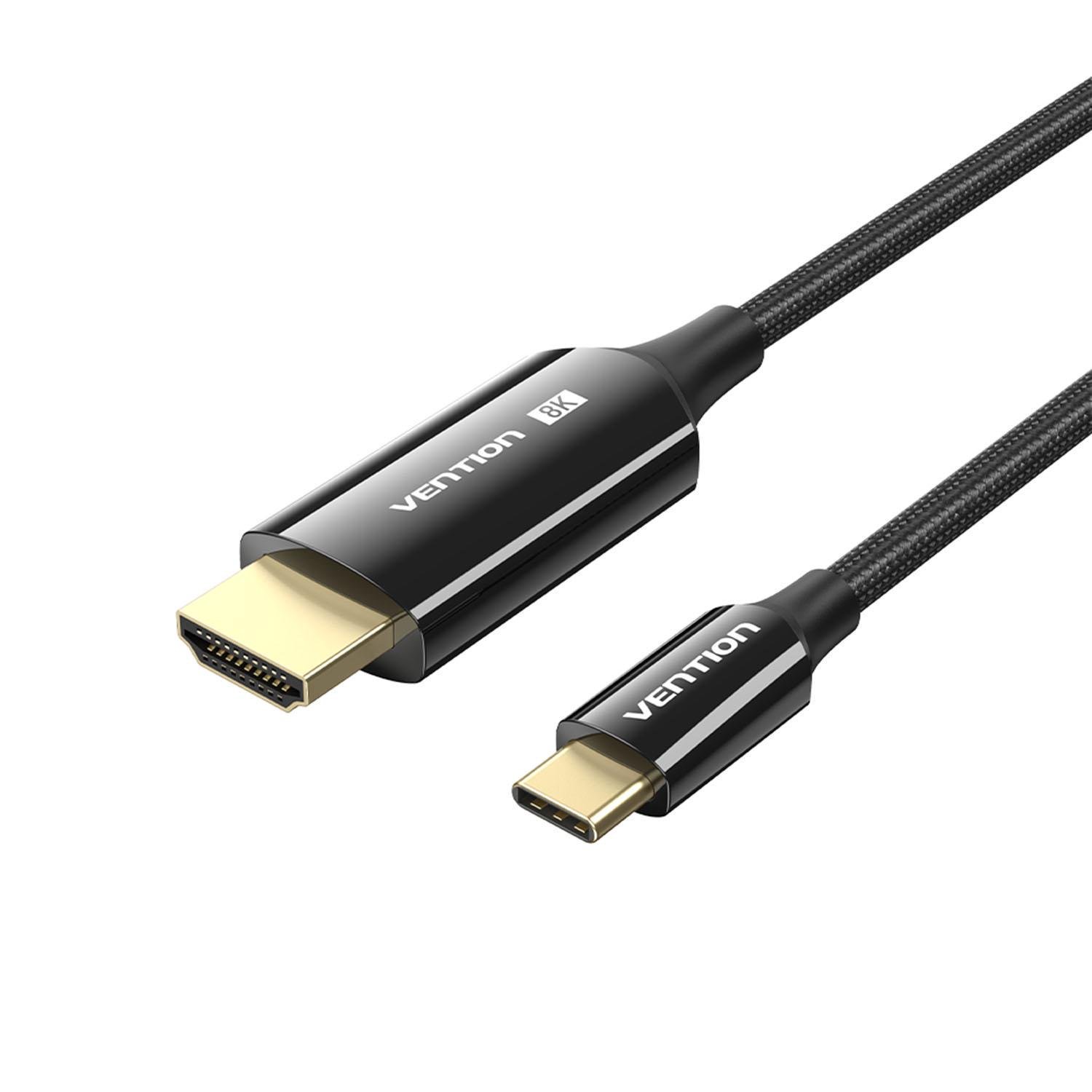 Кабель Vention Type-C-HDMI 8K 60Hz 4K 144Hz видеоконвертер USB-C на HDMI 2.1 Динамический HDR HDCP 2.3 Thunderbolt 4 1,8 м Черный (CRCBAC)