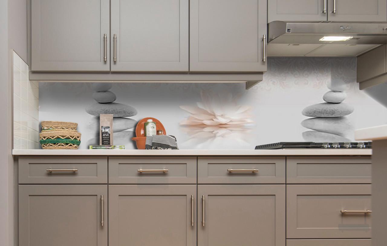 Кухонный фартук Серые камни пирамиды из самоклеющейся виниловой пленки 60х250 см Серый