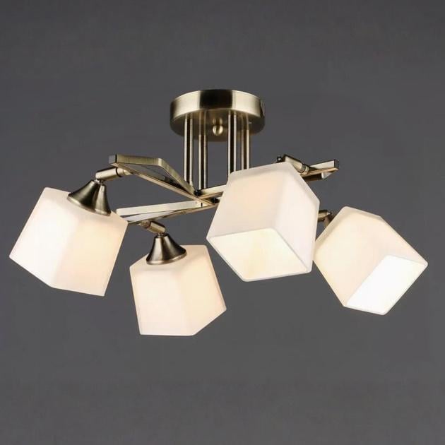 Люстра стельова Sirius B N6651/4 AB на чотири квадратні плафони під лампу Е27 IP20 Бронзовий (00000139822)