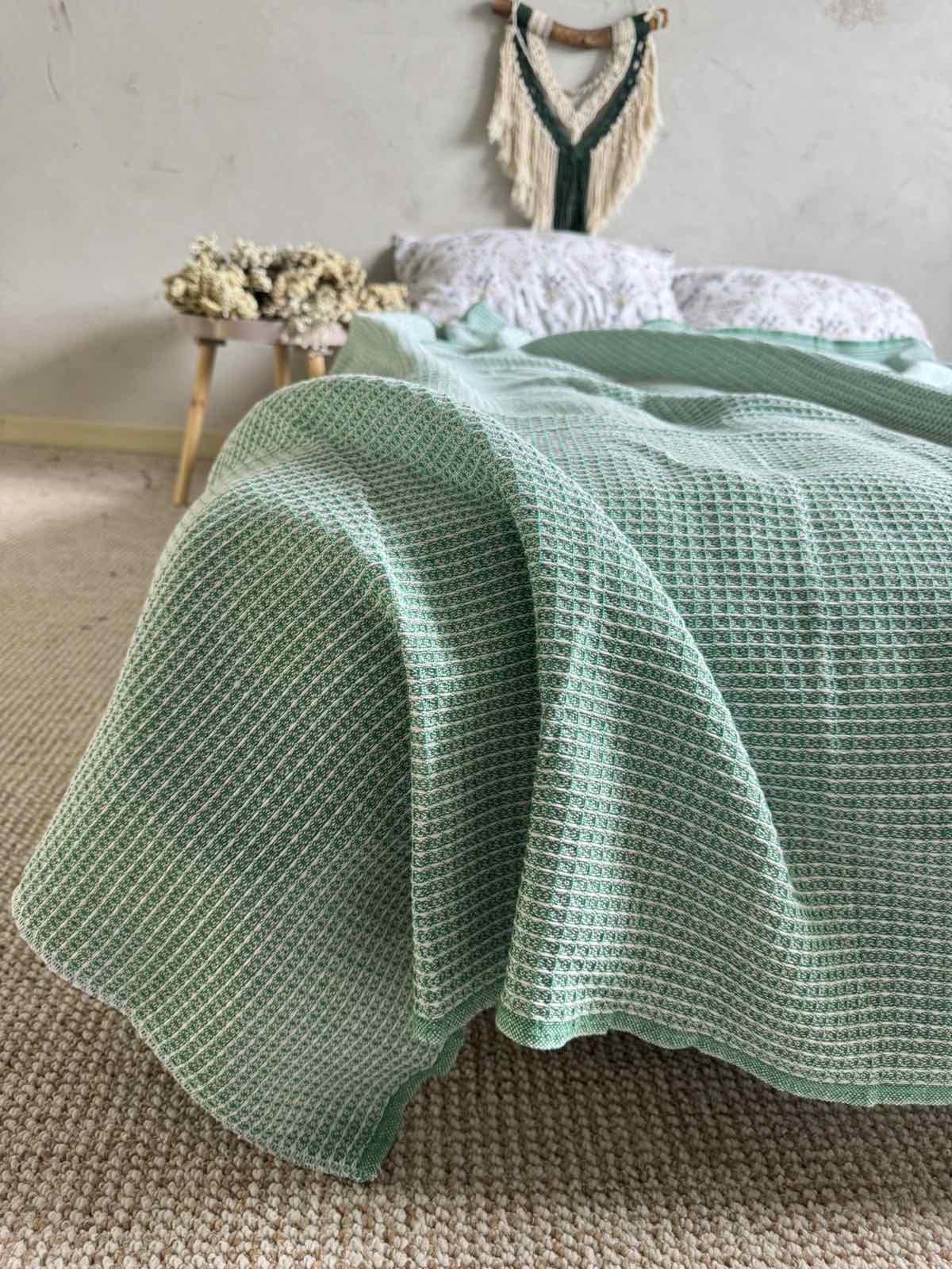 Простирадло вафельне ZEINTEX бавовняне 200х220 см Зелений (26417923) - фото 6 Простирадло вафельне ZEINTEX бавовняне 200х220 см Зелений (26417923) - фото 6