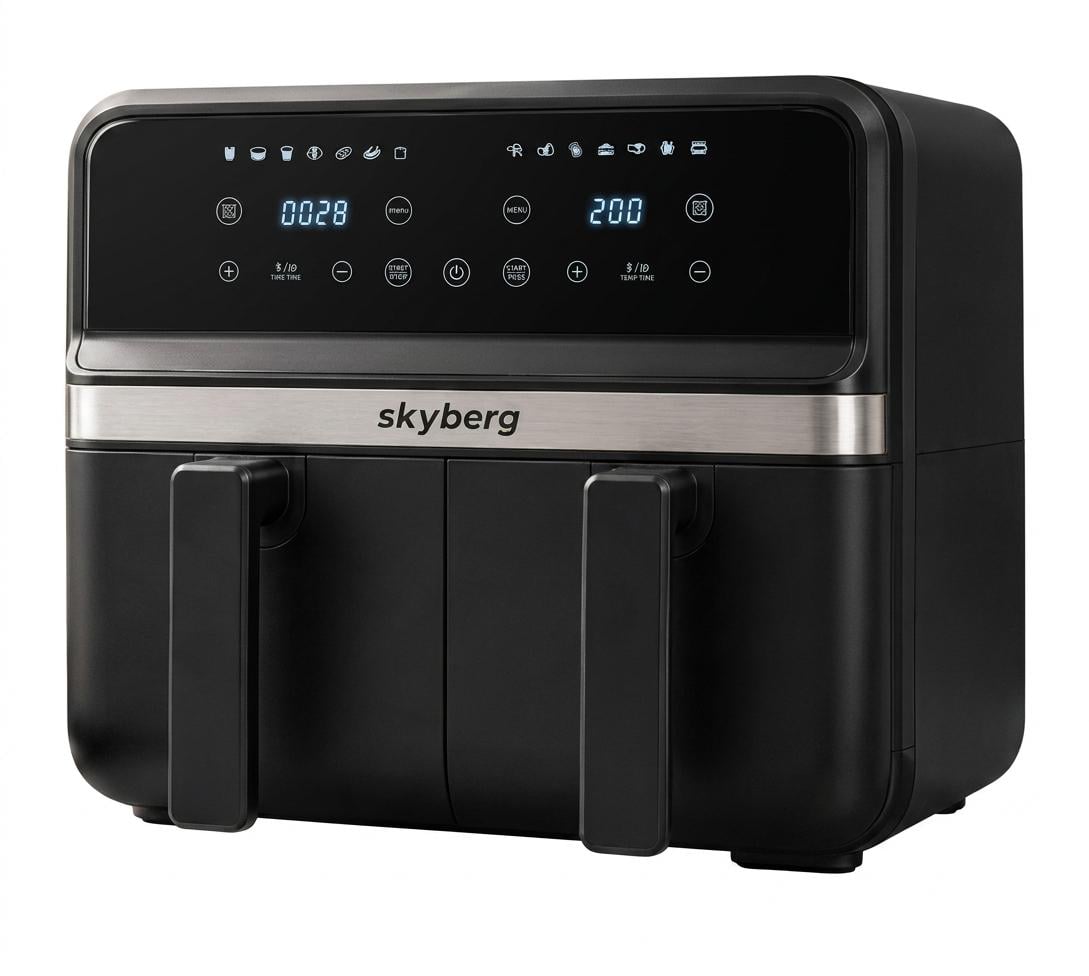 Аэрофритюрница Skyberg с 2 чашами по 5 л/сенсорное управление/антипригарное покрытие (SB-317) Аэрофритюрница Skyberg с 2 чашами по 5 л/сенсорное управление/антипригарное покрытие (SB-317)