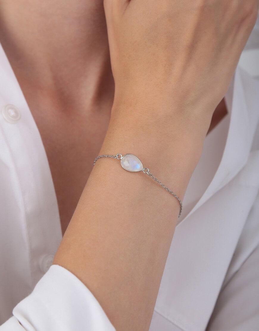 Браслет Moonstone жіночий SILVER STORIES блакитний One size
