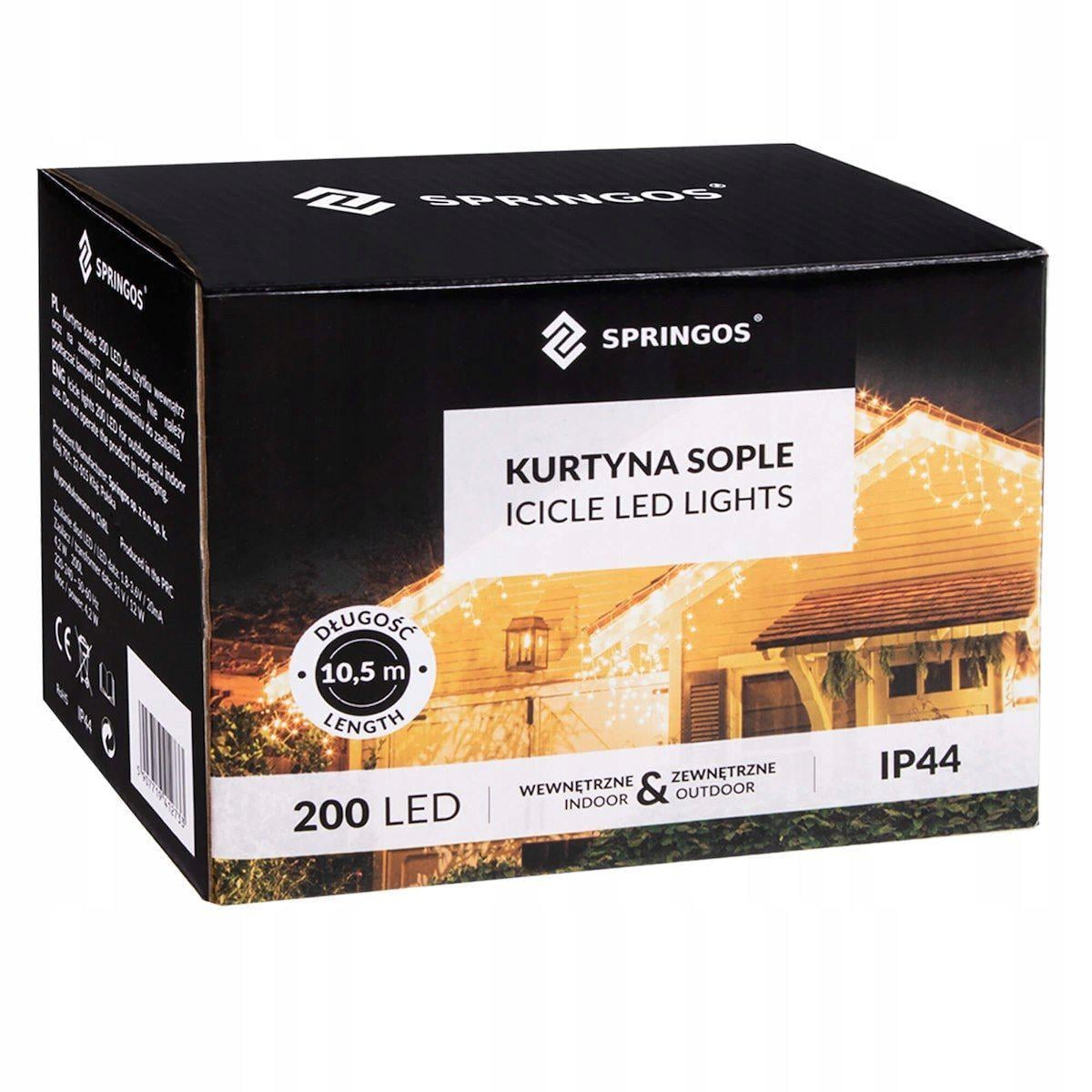 Гирлянда Springos бахрома уличная 8 м 200 LED Warm White (CL0201) Гирлянда Springos бахрома уличная 8 м 200 LED Warm White (CL0201)