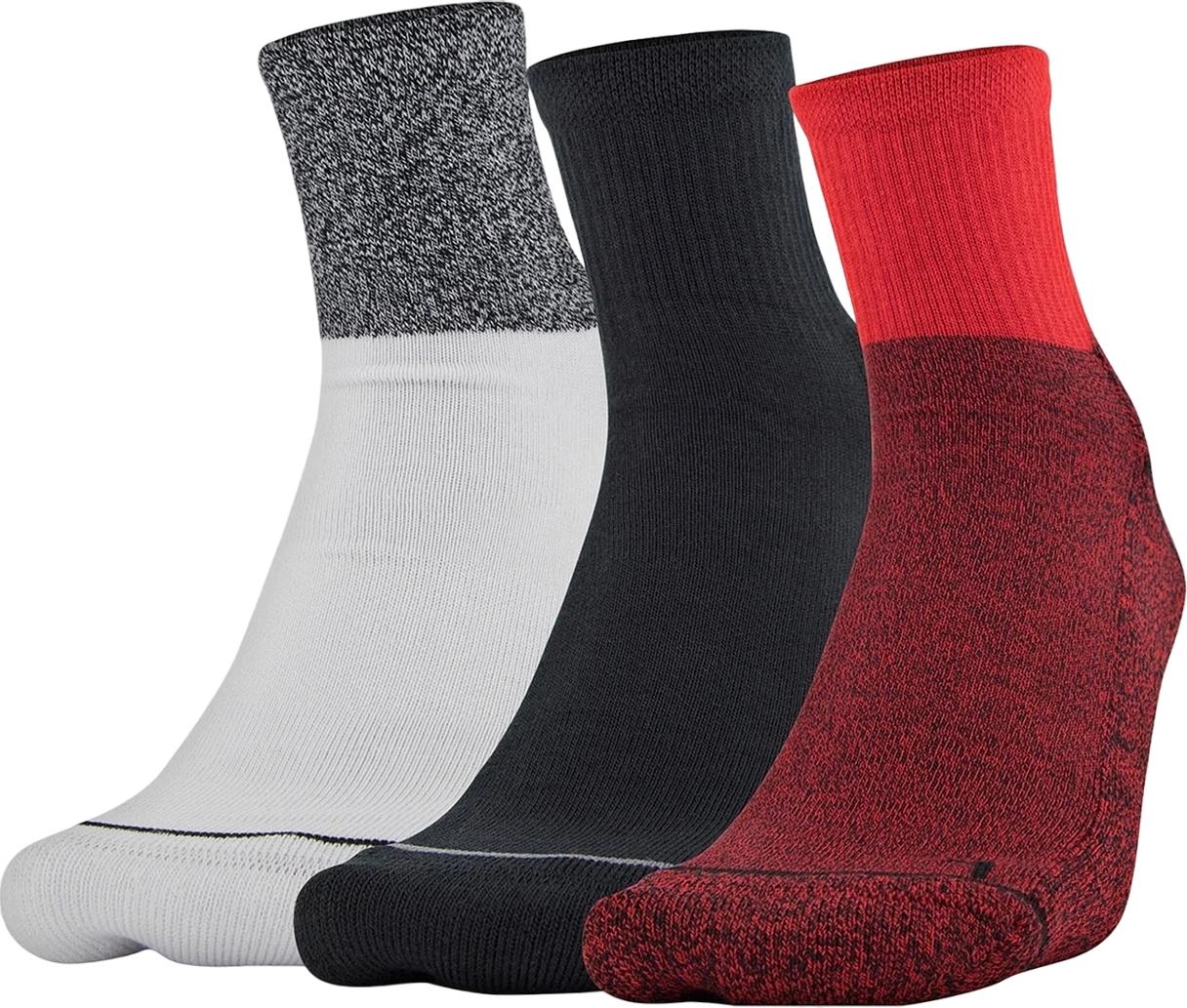 Носки Under Armour MEN'S PHENOM QTR 3 пары р. 36-41 Бело-черно-красный (1329352-600)