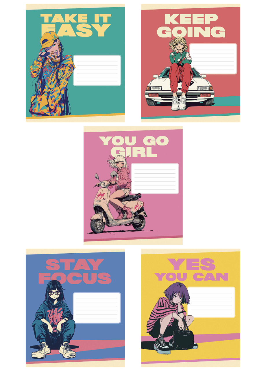 Тетради ученические Школярик Girls Star 3550 в клетку 5 шт. по 24 л. (4820006472108)