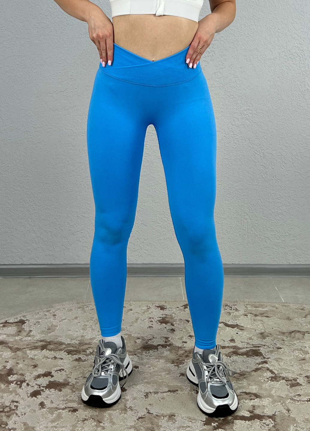 Лосини пуш-ап висока талія з V-поясом для тренувань та повсякдення яскраві M Блакитний (70186/M)