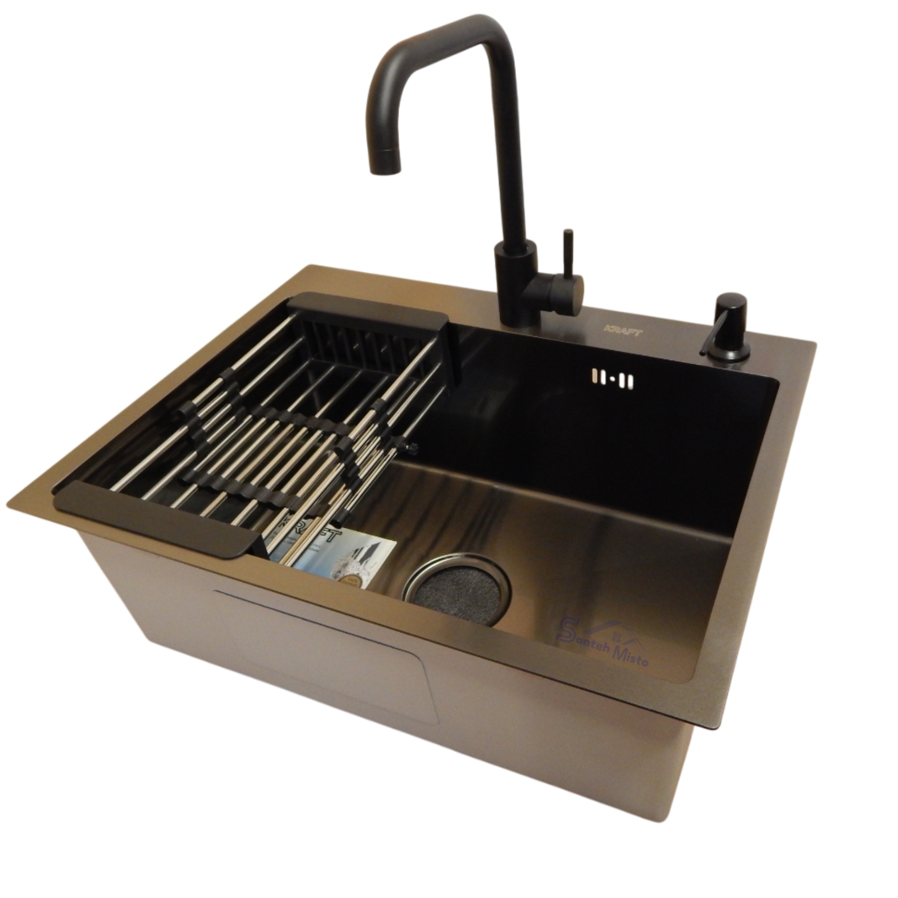 Комплект кухонної мийки Kraft NANO PVD HS6045 3,0/1,0 мм Black (37110-ac7d7)