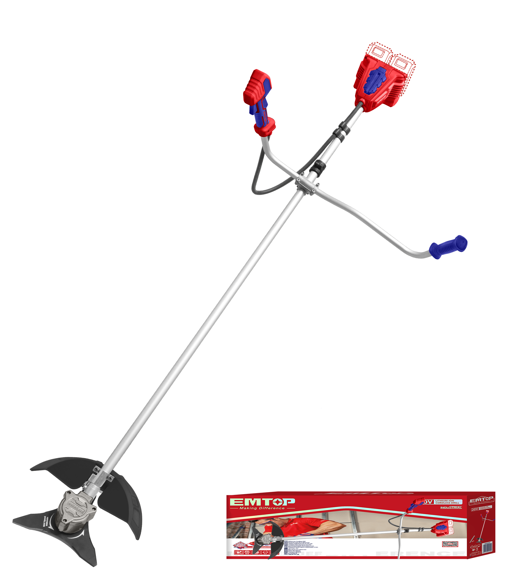 Триммер аккумуляторный EMTOP ELMR20018 без АКБ и ЗУ