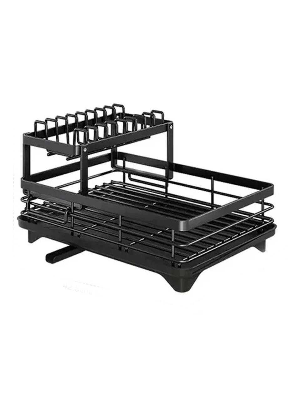 Сушилка для посуды металлическая Edenberg BauTech двухуровневая с держателем для тарелок 42,5x29,5x17 см Черный (52155ОД)