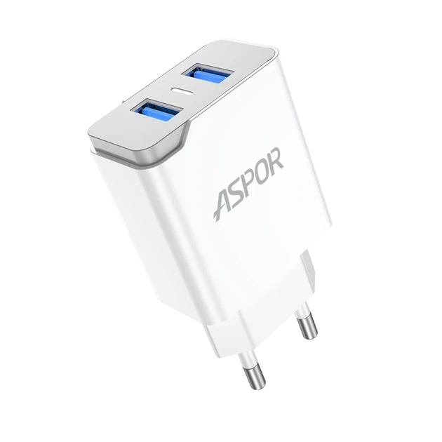 Зарядное устройство для телефонов Aspor A823 2.4А 2 USB кабель Lightning Белый (557-925094)