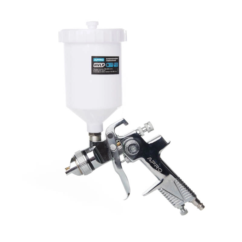 Фарбопульт пневматичний Apro HVLP Ø 1,3 мм 600 мл Хром (850034)