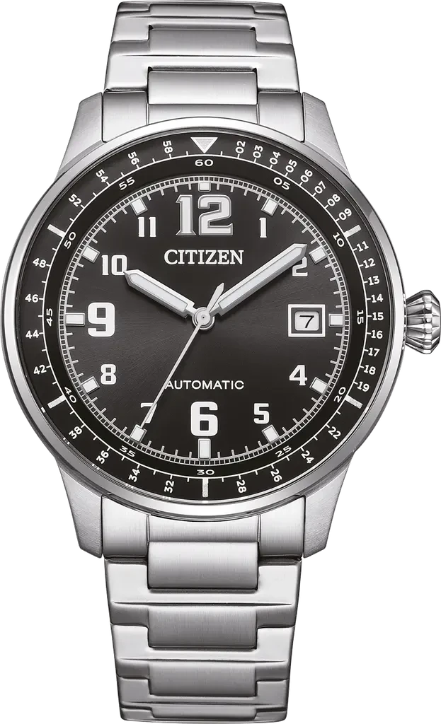 Наручные часы мужские Citizen NJ0190-51E Urban Military механические со стальным корпусом/черным циферблатом и водозащитой 100 м