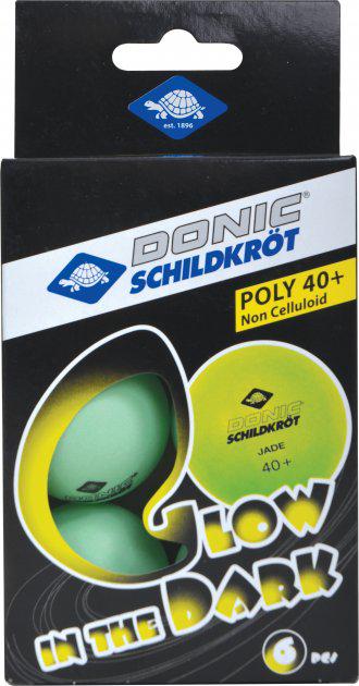 М'ячі Donic Glow in the dark 6 шт. 40+ 608507 Green