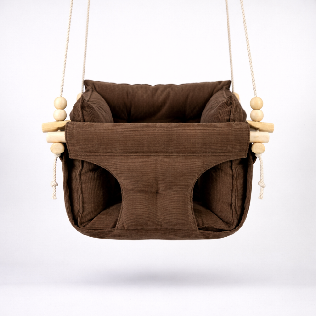 Детские качели подвесные Премиум и вельвет Коричневый (gs-9058)