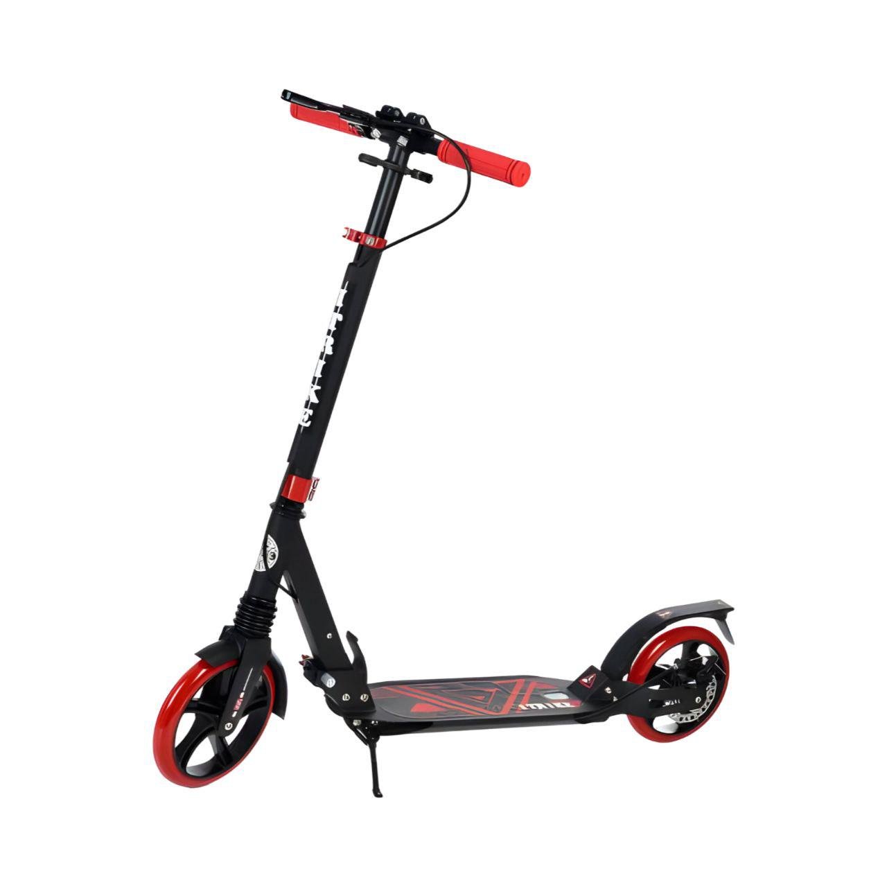 Самокат SR 2-018-11-BR взрослый складной/дисковые тормоза/амортизаторы/замок/светоотражатель/подставка Красный (25931219)