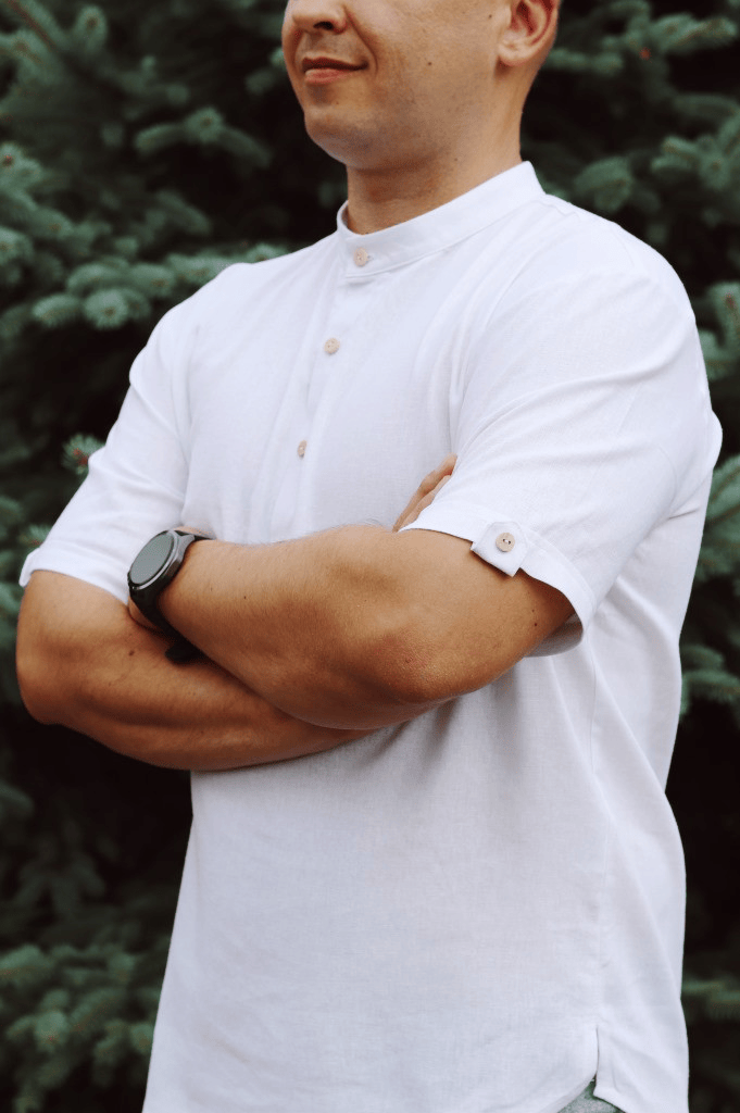 Рубашка мужская льняная М/L Белый (0001858-М/L) - фото 3