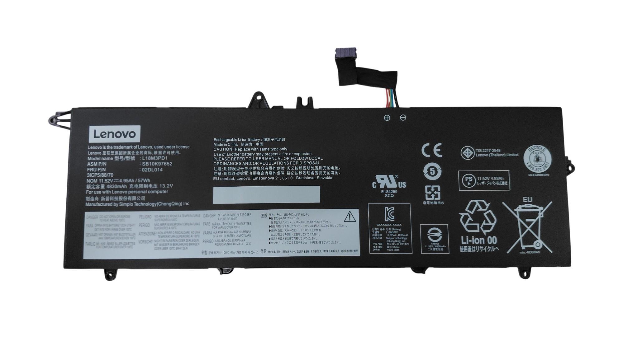 Аккумулятор для ноутбука Lenovo L18M3PD2 ThinkPad T490s 11,52 V 4950 mAh (073504)