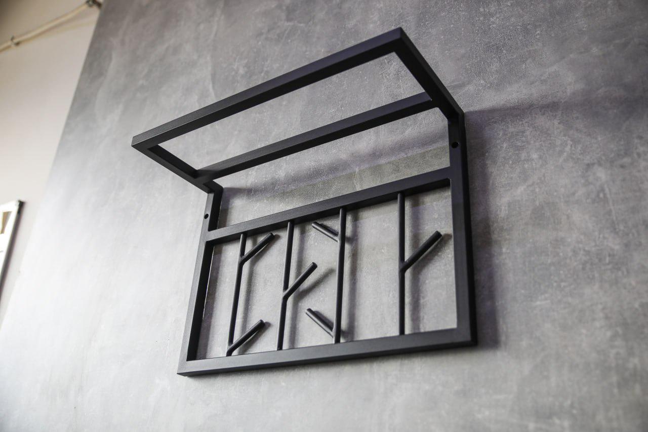 Вішалка металева в стилі лофт із рухомими гачками 50х20х35 см (ML-93.2) - фото 3